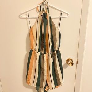 Striped Halter Neck Romper